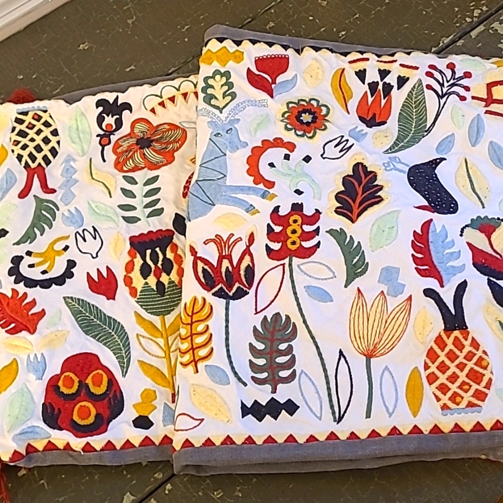 IKEA  Rödarv Multicolor Embroidered Cushion Covers (2) - Picture 2 of 8